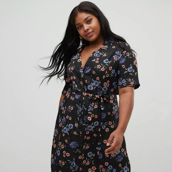 ASOS Curve Dresses & Skirts - ASOS Floral Button Down Dress - Black (18)